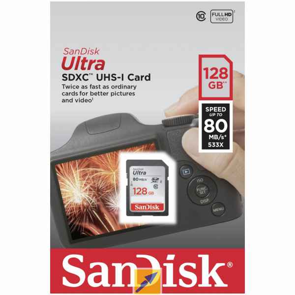 Thẻ nhớ SanDisk Micro Ultra C10 128GB UHS-1, 80MB/s R, SD adaptor