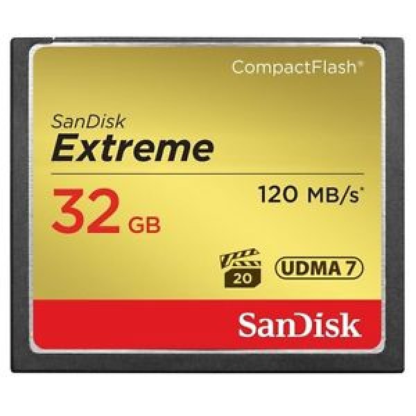 Thẻ nhớ SanDisk CF Extreme 32G VPG20, UDMA 7, 120MB/s R, 85MB/s W, Kích thước: 43 mm x 36 mm x 3.3 mm