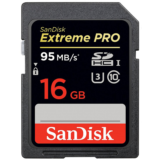 Thẻ nhớ SD SanDisk SDHC Extreme Pro 16G , 95MB/s R, Kích thước: 24 mm x 32 mm x 2.1 mm