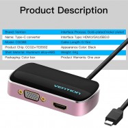 CÁP CHUYỂN ĐỔI TYPE C TO HDMI / VGA/ USB VENTION CGCBB